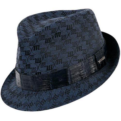 Mauri H54 Wonder Blue Genuine Baby Crocodile / Mauri Fabric Hat